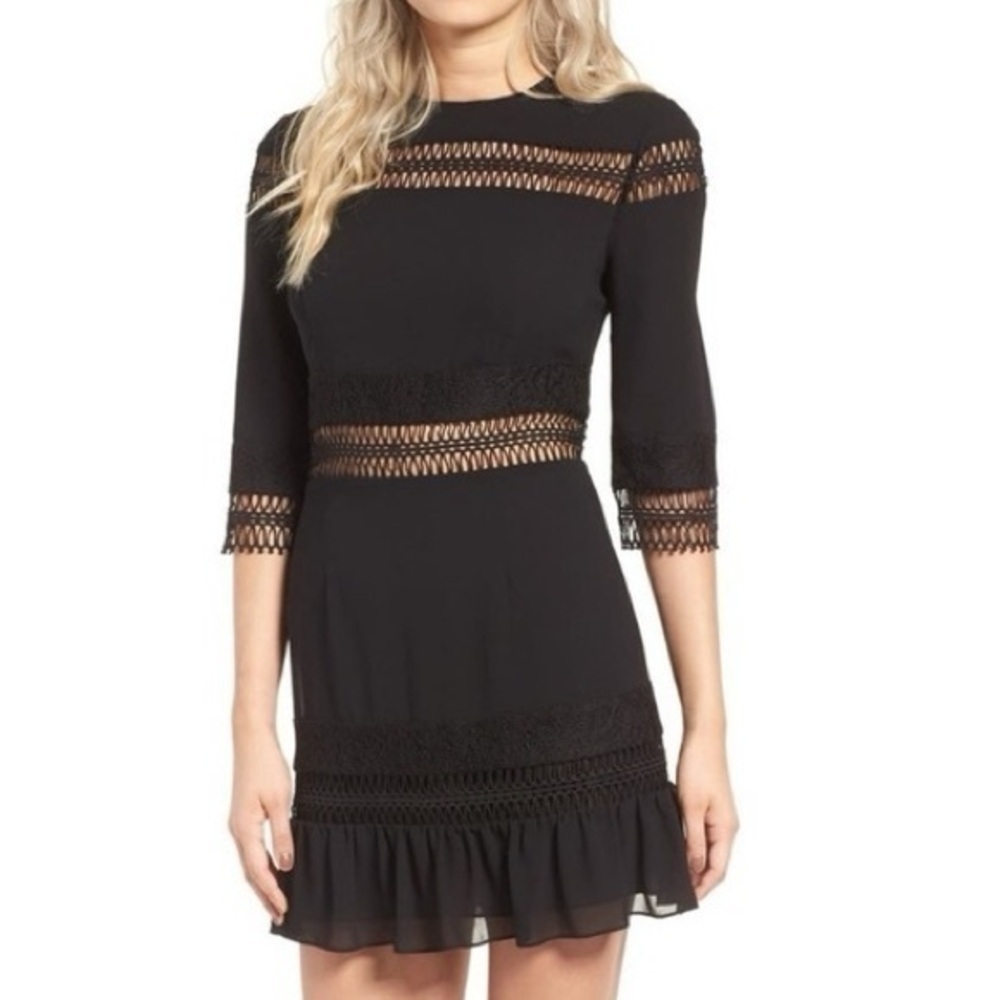 Tularosa Asher Dress size small black midi dress with lace trim - Picture 2 of 6